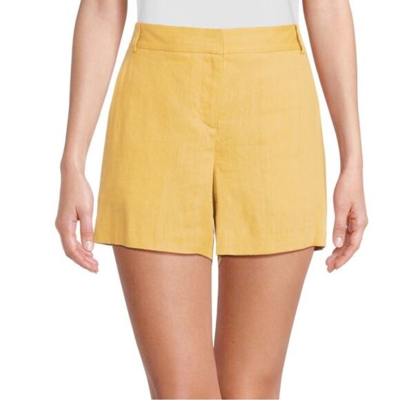 THEORY Lynie Linen Blend Cornsilk Yellow Classic Dress Preppy Shorts Size XS - Picture 1 of 7